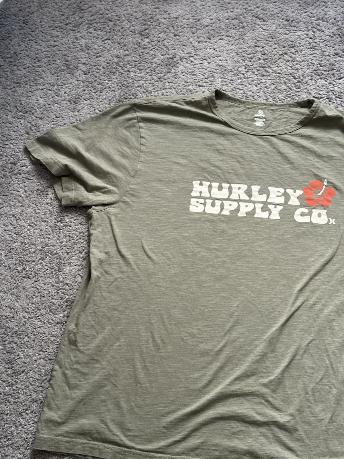 Hurley Mens Green Graphic Logo Tee Crew Neck Short Sleeve 2XL gallery