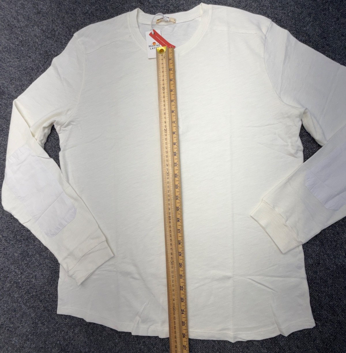 Marine Layer Long Sleeve Henley Shirt Ivory 100% Cotton Custom Dye Mens L NEW gallery