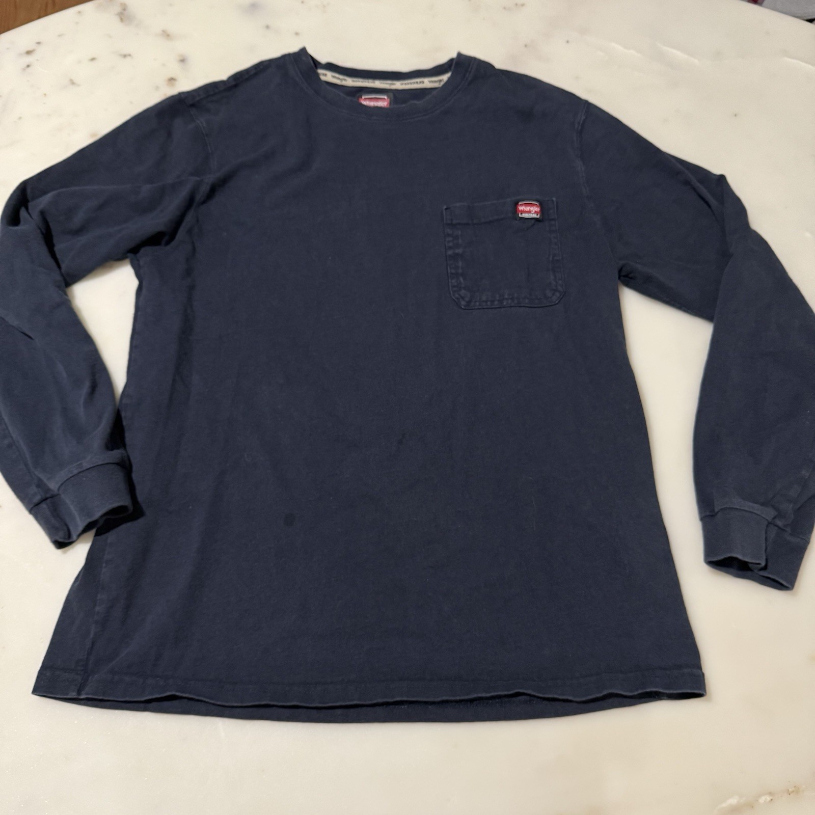 Wrangler Men’s L Workwear Cotton Long Sleeve Heavyweight Pocket Black T-Shirt