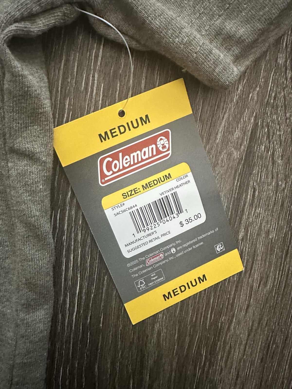 Coleman Shirt Mens Medium Gray Pocket Crew Neck Camping Outdoor Tee Relaxed gallery