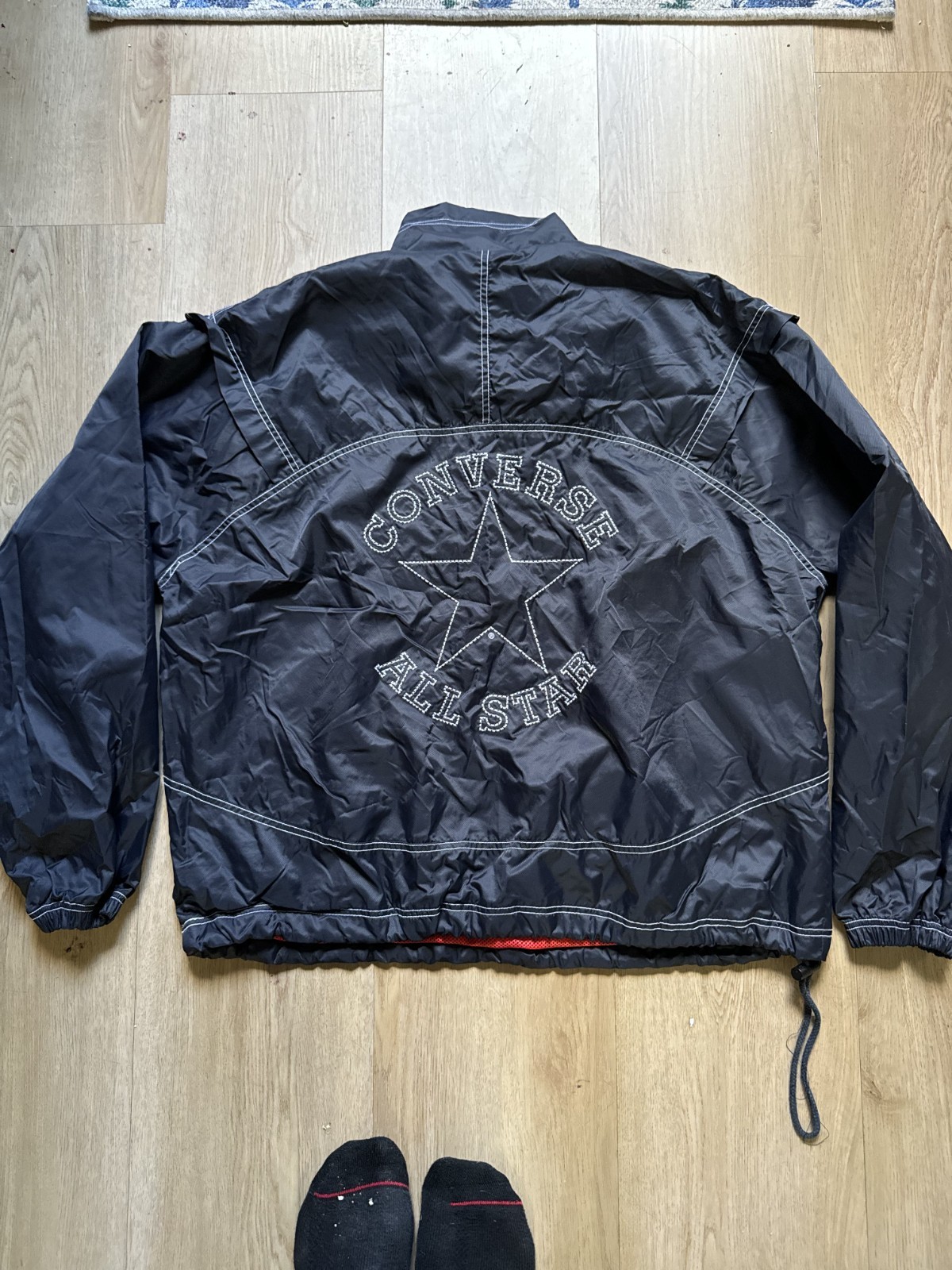 Converse Navy Stitch Logo Patch Old Skool Half-Zip Pullover Anorak XL gallery