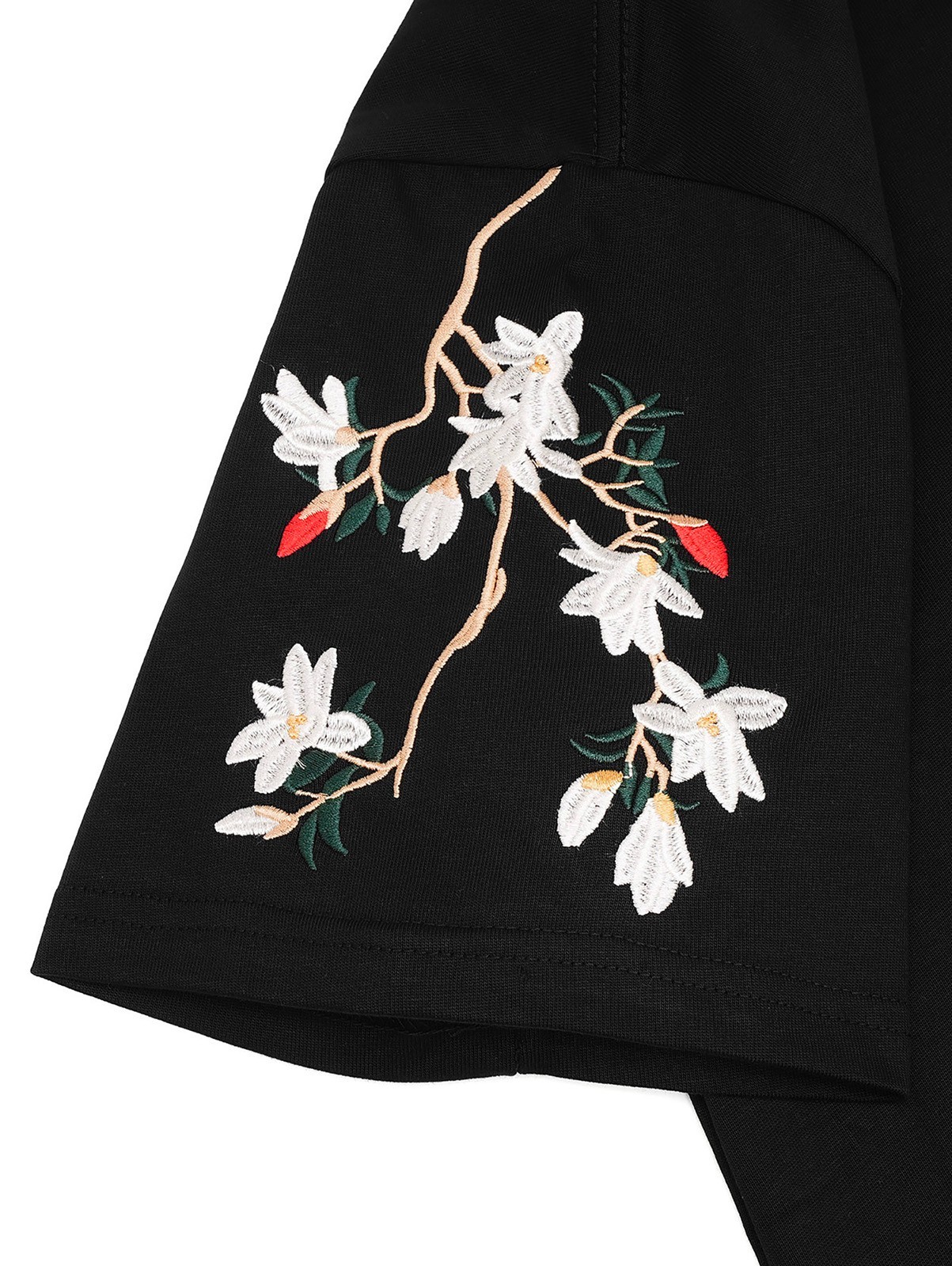 Niepce Men's Flower and Birds Embroidery Tee Japanese Streetwear T-Shirt gallery