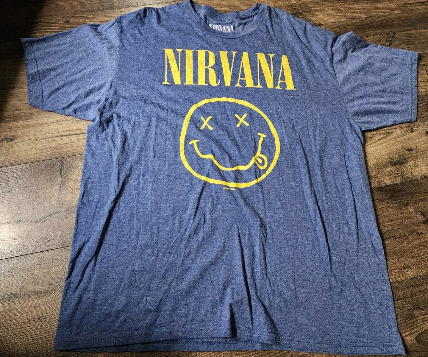 Nirvana Mens 2XL Officially Licensed Kurt Cobain Smiley Face Retro Rock T-Shirt