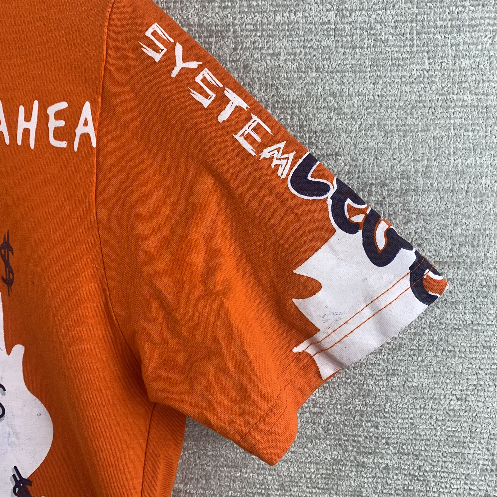 FWRD DENIM Dream Big Painted Graphic T-Shirt Men's Size Medium Orange Blue White gallery