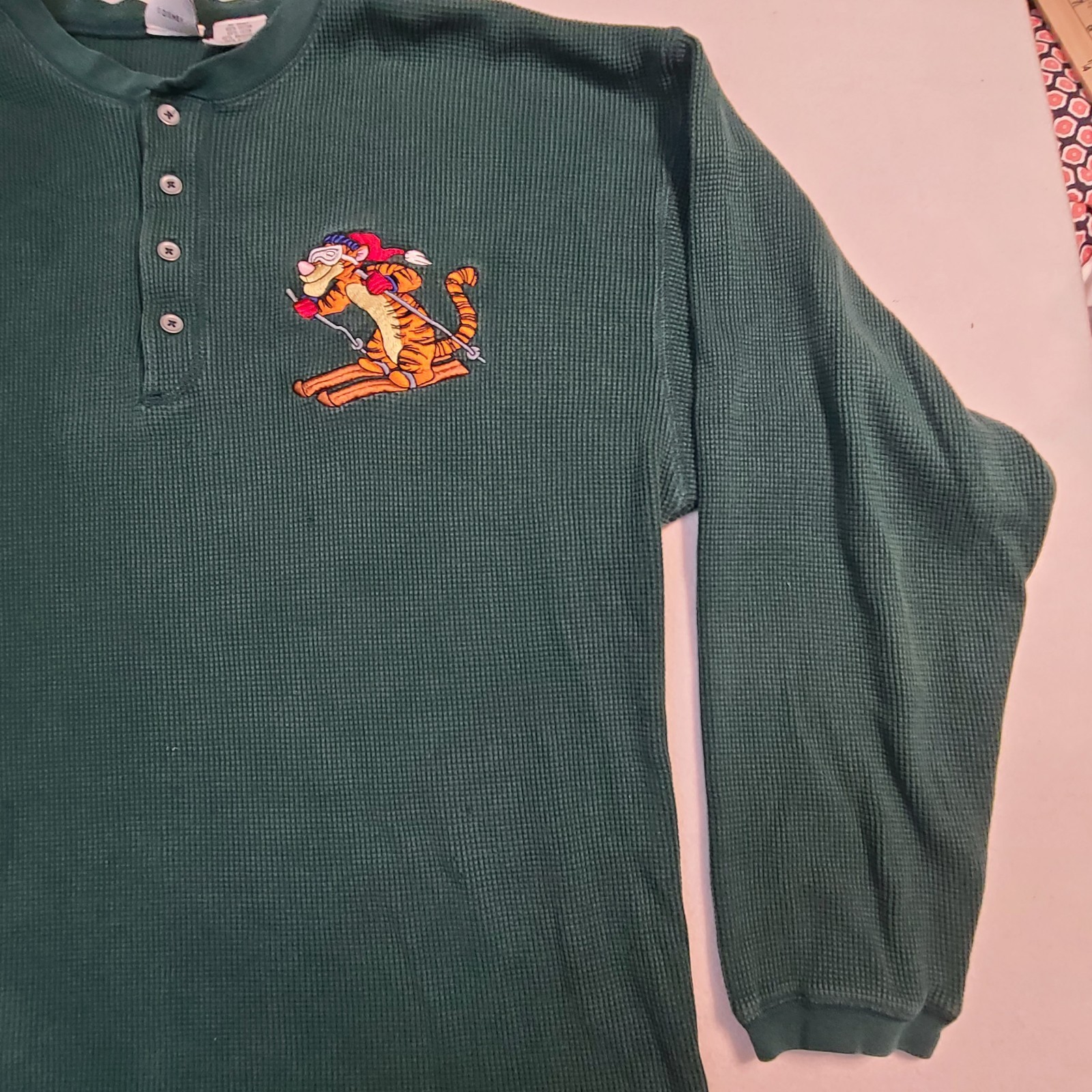 Disney Store Tigger Waffle Knit Henley Shirt XL Green Long Sleeve Winnie Pooh gallery