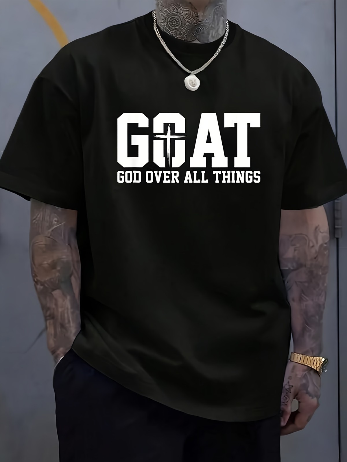 GOAT God Over All Things T Shirt Christian Faith Jesus Graphic Casual Tee gallery