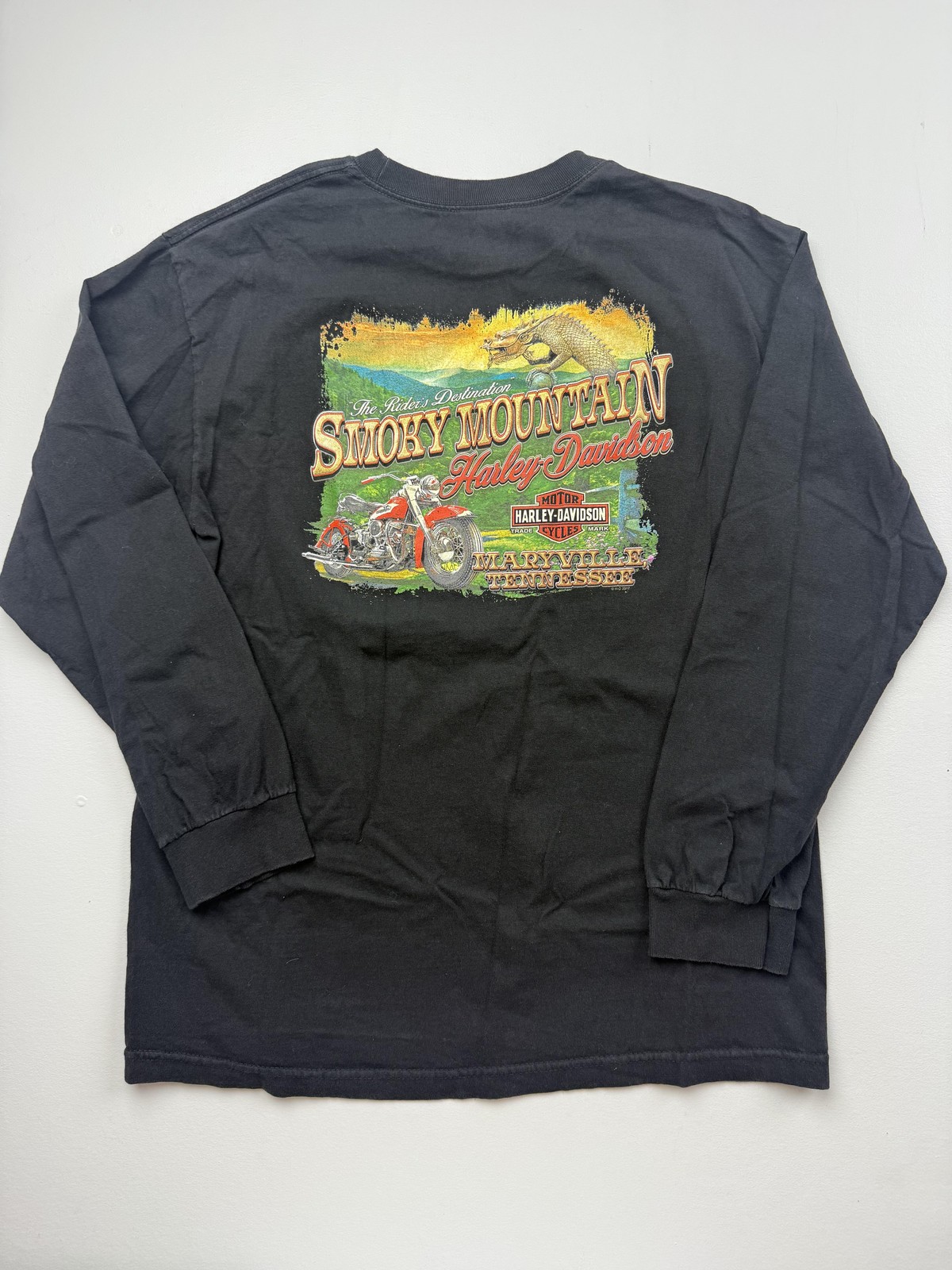Harley-Davidson Shirt Mens Large Black Long Sleeve Smoky Mountain Graphic Tee gallery