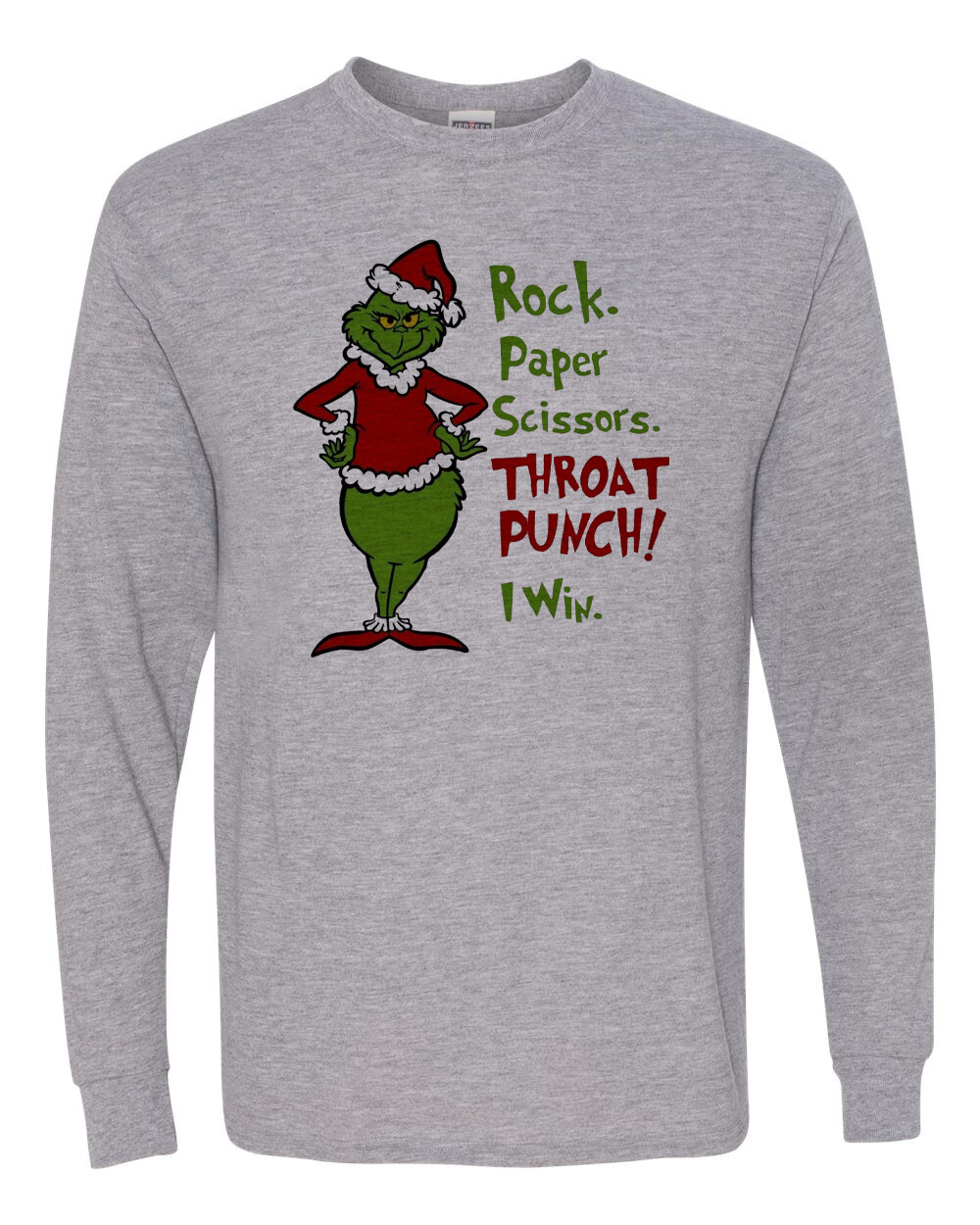 The Grinch - Rock, Paper, Scissors, Throat Punch, I Win! - Long Sleeve T-Shirt gallery