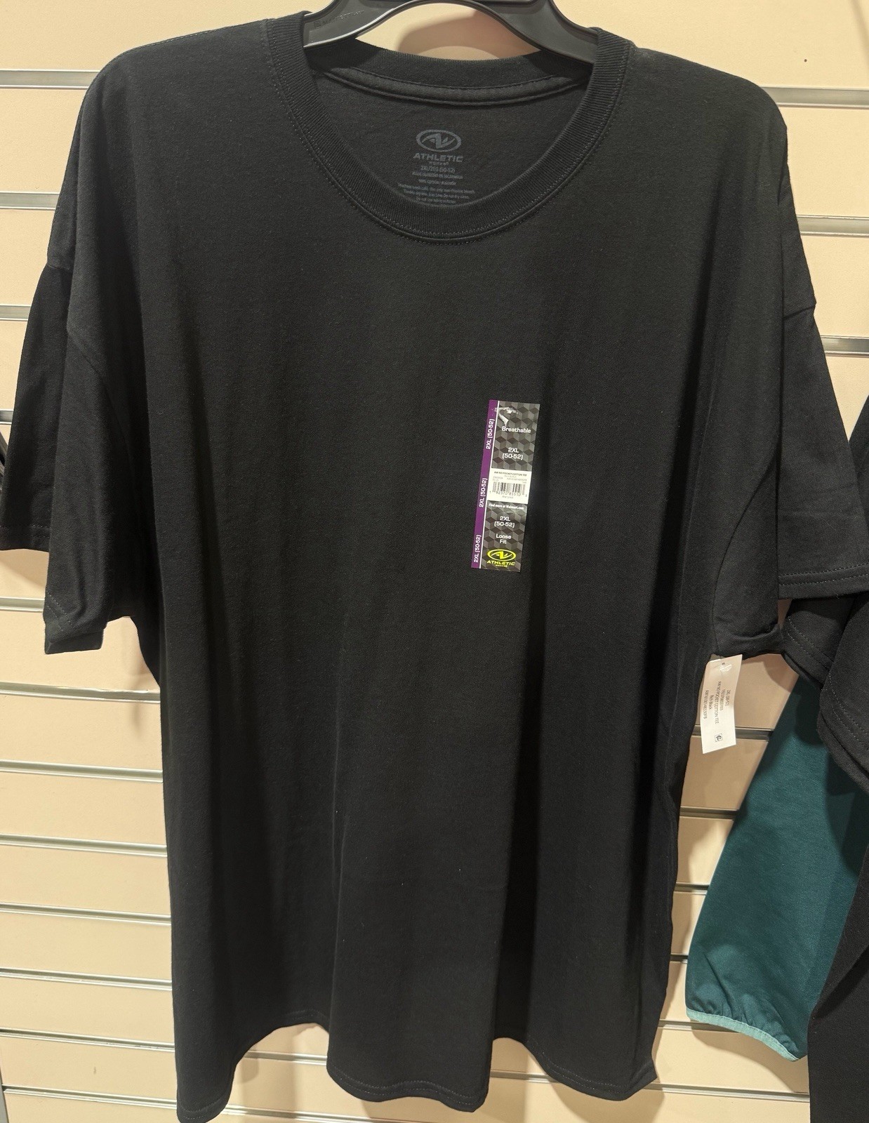 ATHLETIC WORKS Rich Black Breathable Cotton Short Sleeve Crew Neck T-Shirt 2XL gallery