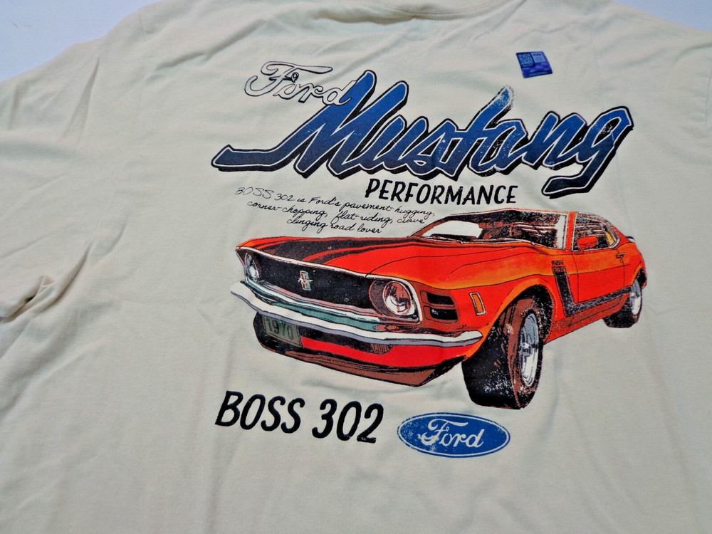 Ford Mustang Performance Licensed Graphic T Shirt Cream Color LARGE NEW