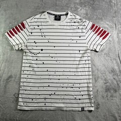 SWITCH Remarkable Striped Splatter Print T-Shirt Mens Large