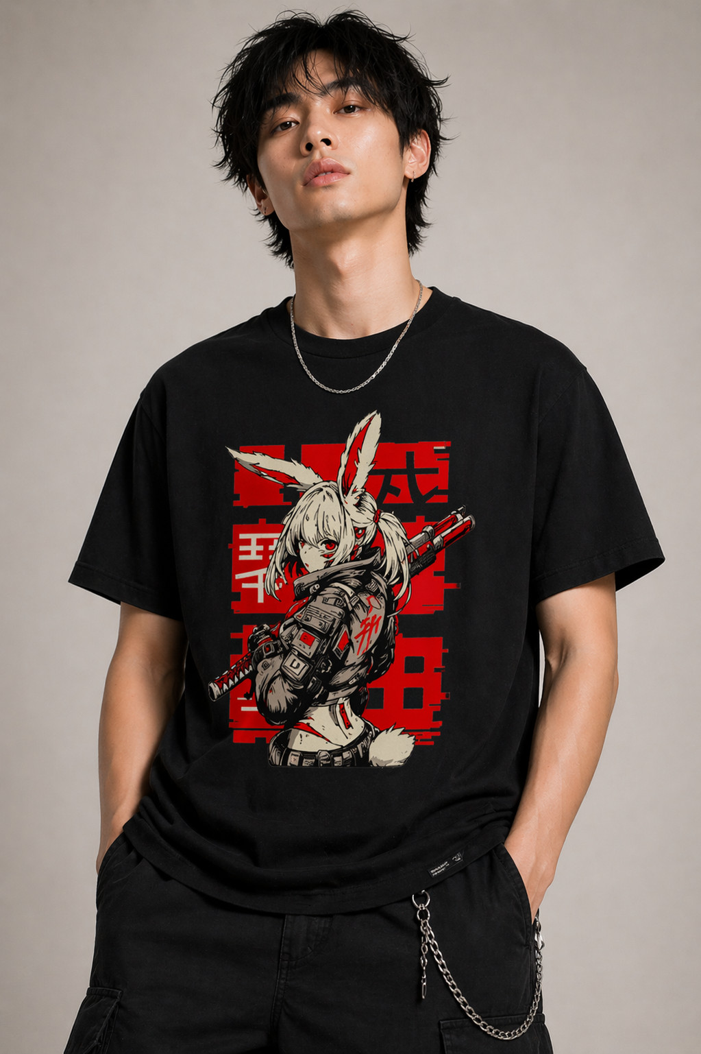 Cyberpunk Anime Streetwear T-Shirt Graphic Tee Unisex Y2K Cotton Urban Fashion gallery