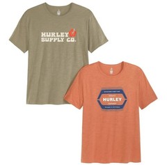 Hurley Men’s Graphic Tee, 2-pack – GREEN/ORANGE Or Blue/ Dark Blue You Pick Size