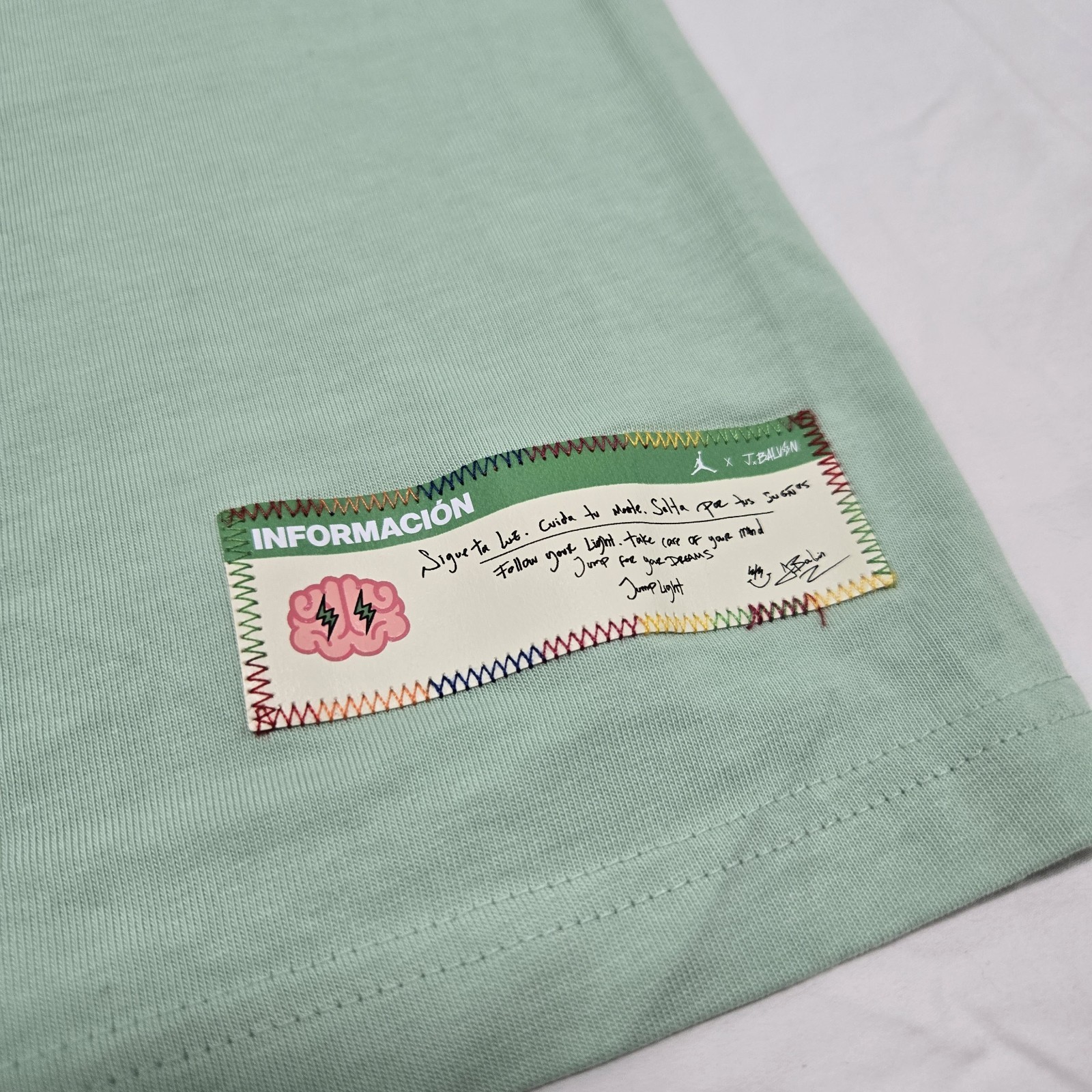 NEW Men's MEDIUM Air Jordan x J Balvin Enamel Mint Green T-Shirt DR2962 *FLAWS gallery