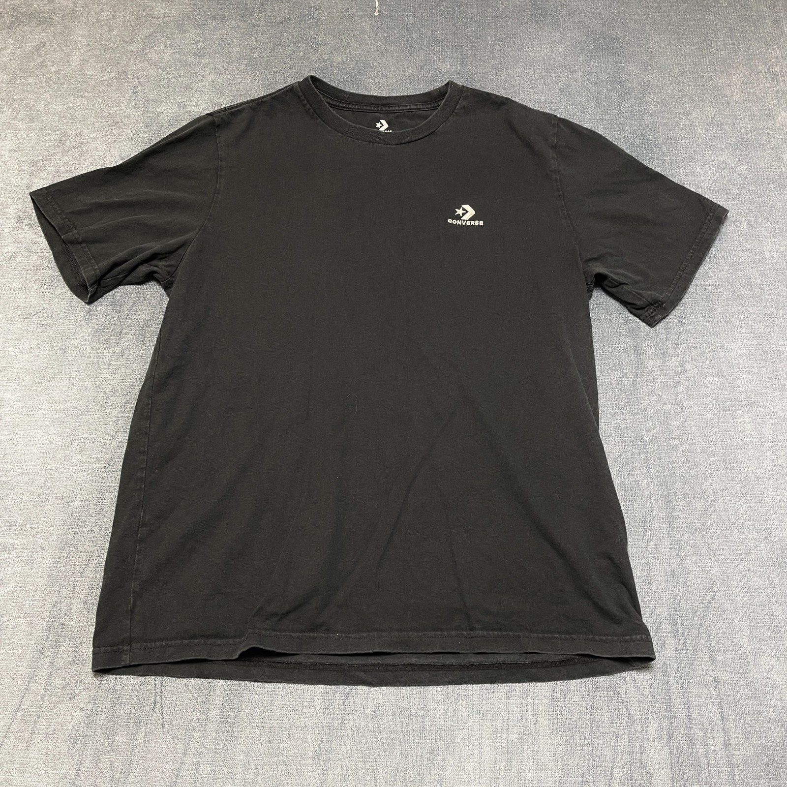Converse Gender Free Star Chevron Tee Shirt Mens Large Black Knit Cotton Logo