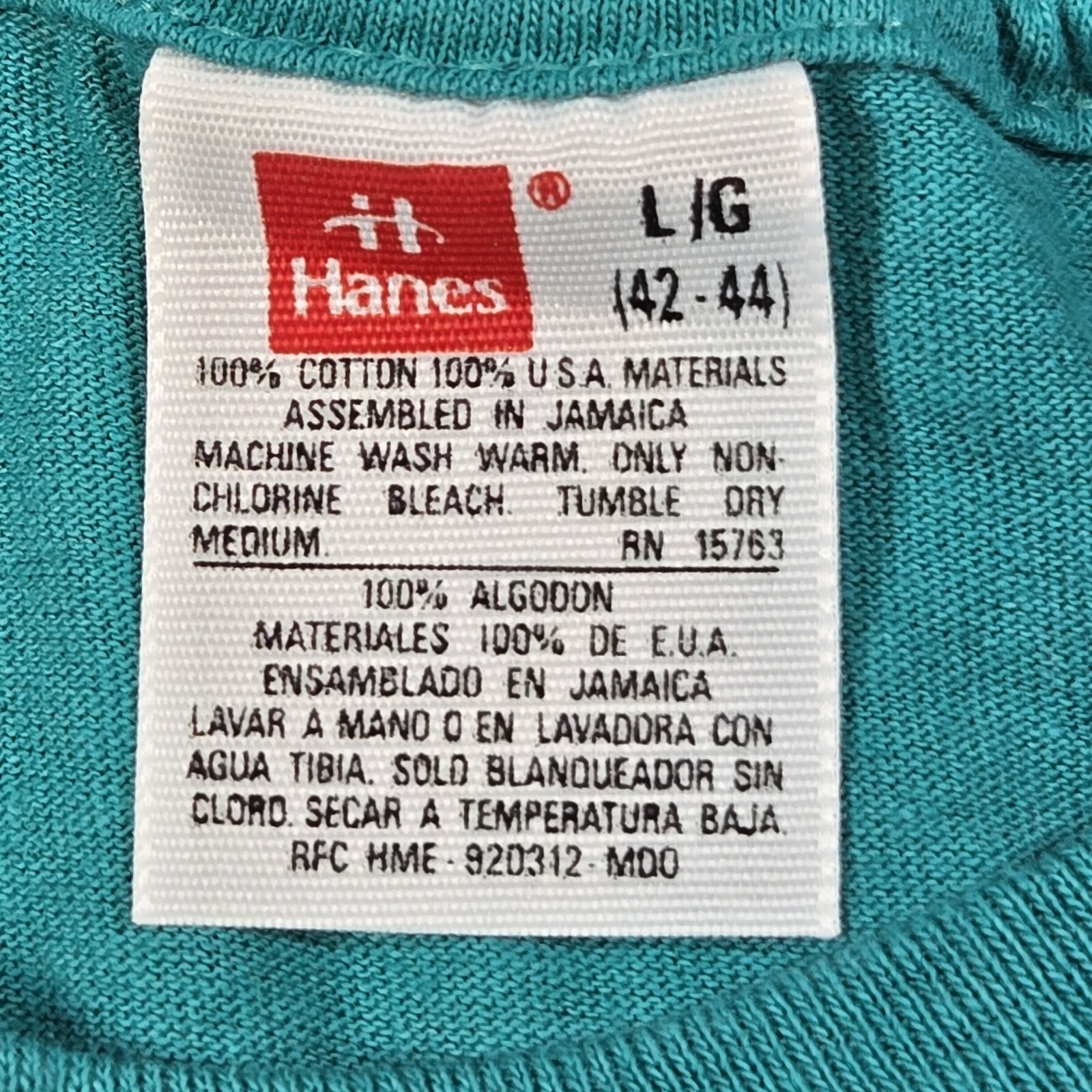 Hanes T Shirt Mens L Teal Green Blank Short Sleeve Vintage 90s Single Stitch gallery