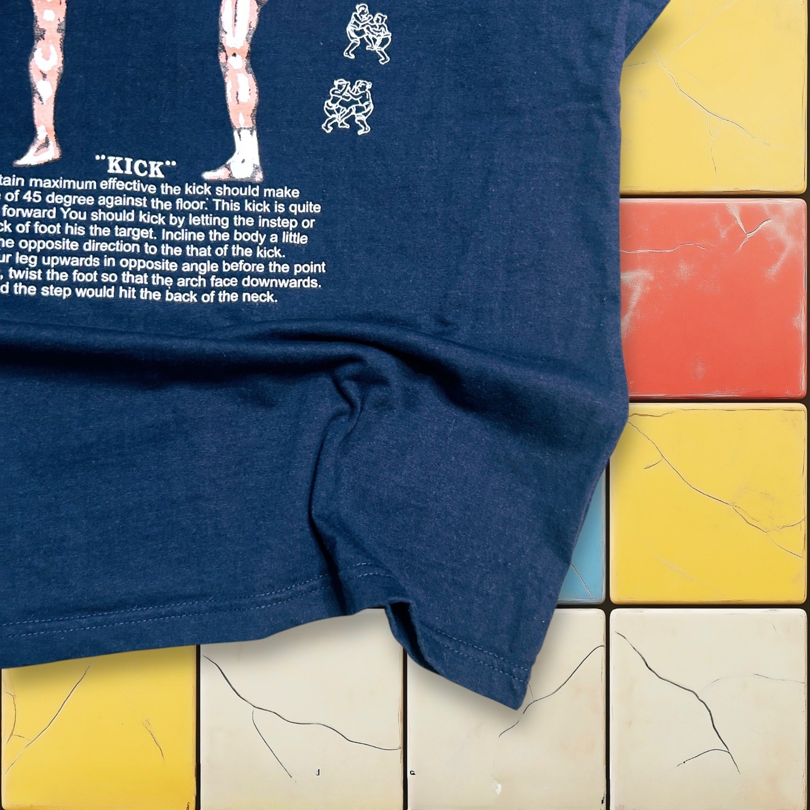 VTG Muay Thai Y2K Kick Boxing Shirt Men S Navy MMA Thailand Tee Kick Leeson gallery