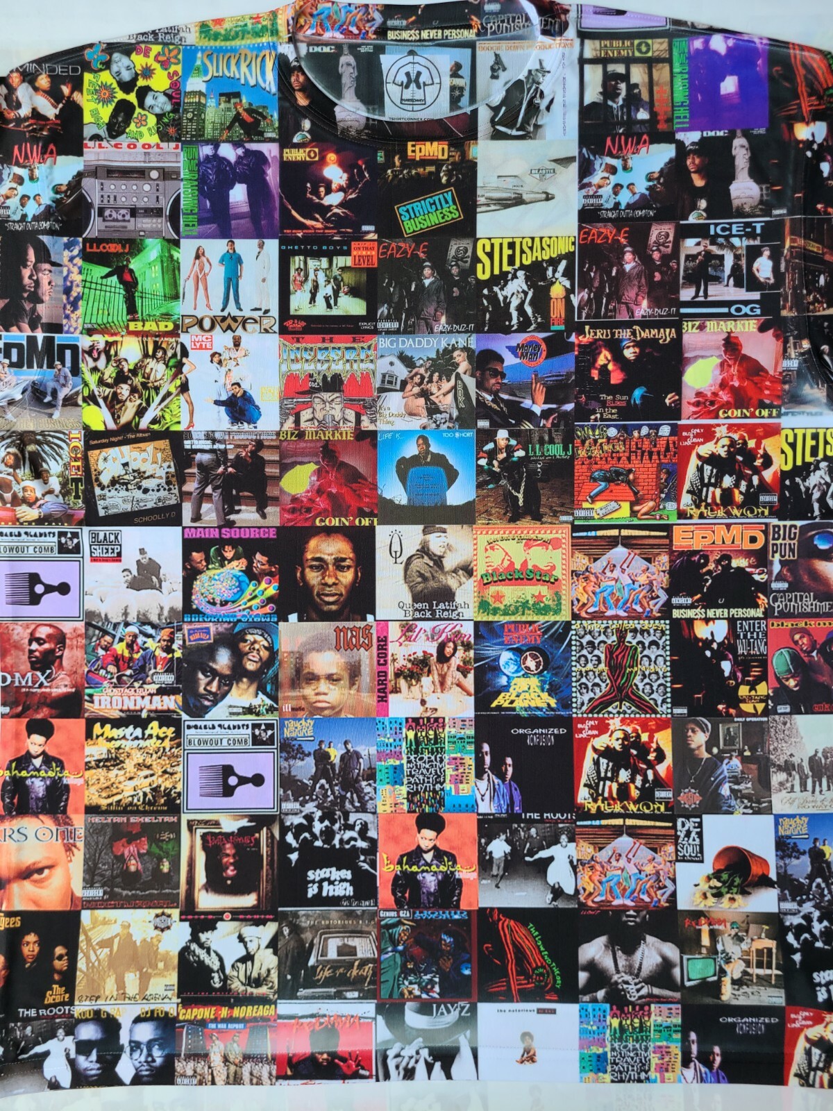 80s / 90s Hip Hop CD collage sublimated Tshirt rap music gallery