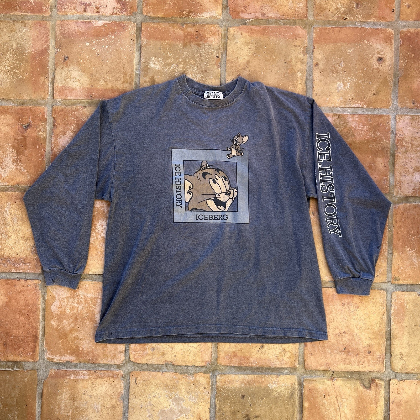 Vintage Iceberg Jeans Ice History Tom & Jerry Shirt Mens Large Made In Italy gallery