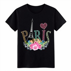 Unisex Paris Eiffel Tower Floral Everyday T-Shirt, Chic Travel Statement Tee