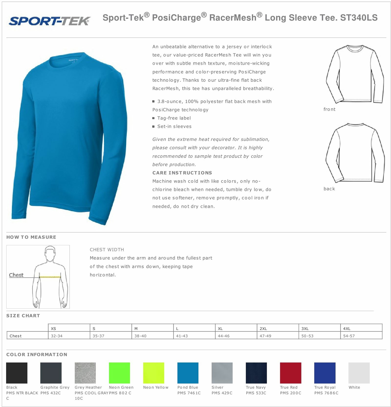 Sport-Tek Men's Dry-Fit RacerMesh Moisture Wicking Long Sleeve T-Shirt ST340LS gallery