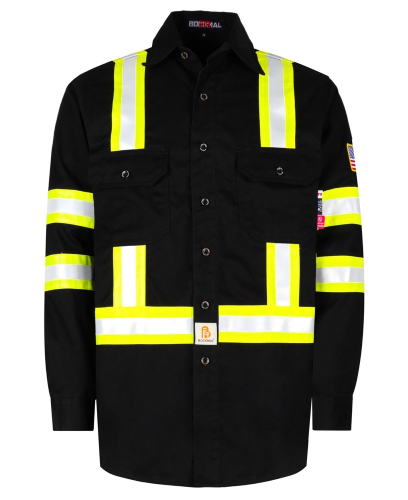 FR Shirts High Visibility Button Down 7.5oz ANSI/ISEA Type O Class1 Flame Res…