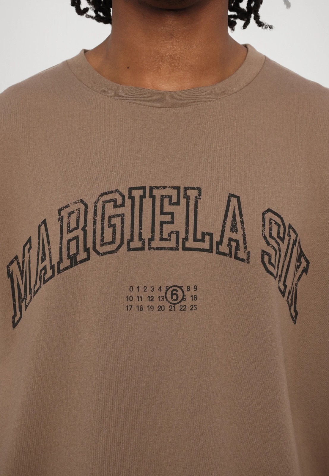 NW maison margiela MM6 T-shirt printed logo light brown SH0GC0046S24312 regular gallery