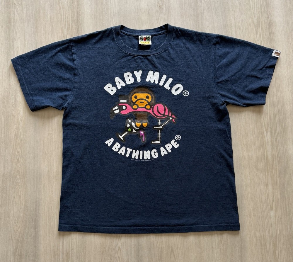 Exclusive 2011 Bathing Ape Baby Milo Flamingo Tee Blue Sz L *See Pics