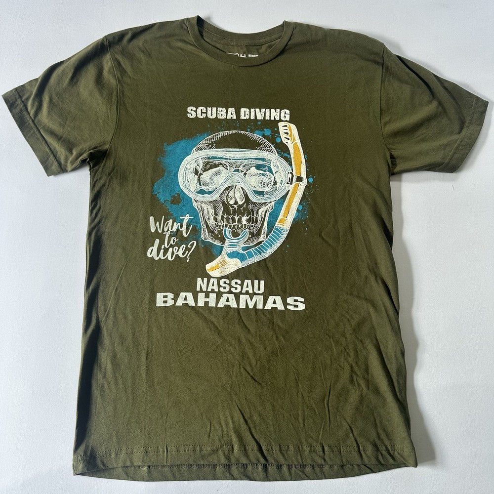 Nassau Bahamas Scuba Dive Graphic Tee Green Medium