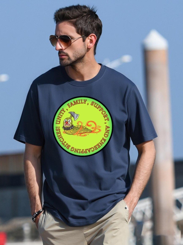 Men’s Blue Sluggalo from DCC Cotton T-Shirt 3XL, w quote “Unity, Family, …”