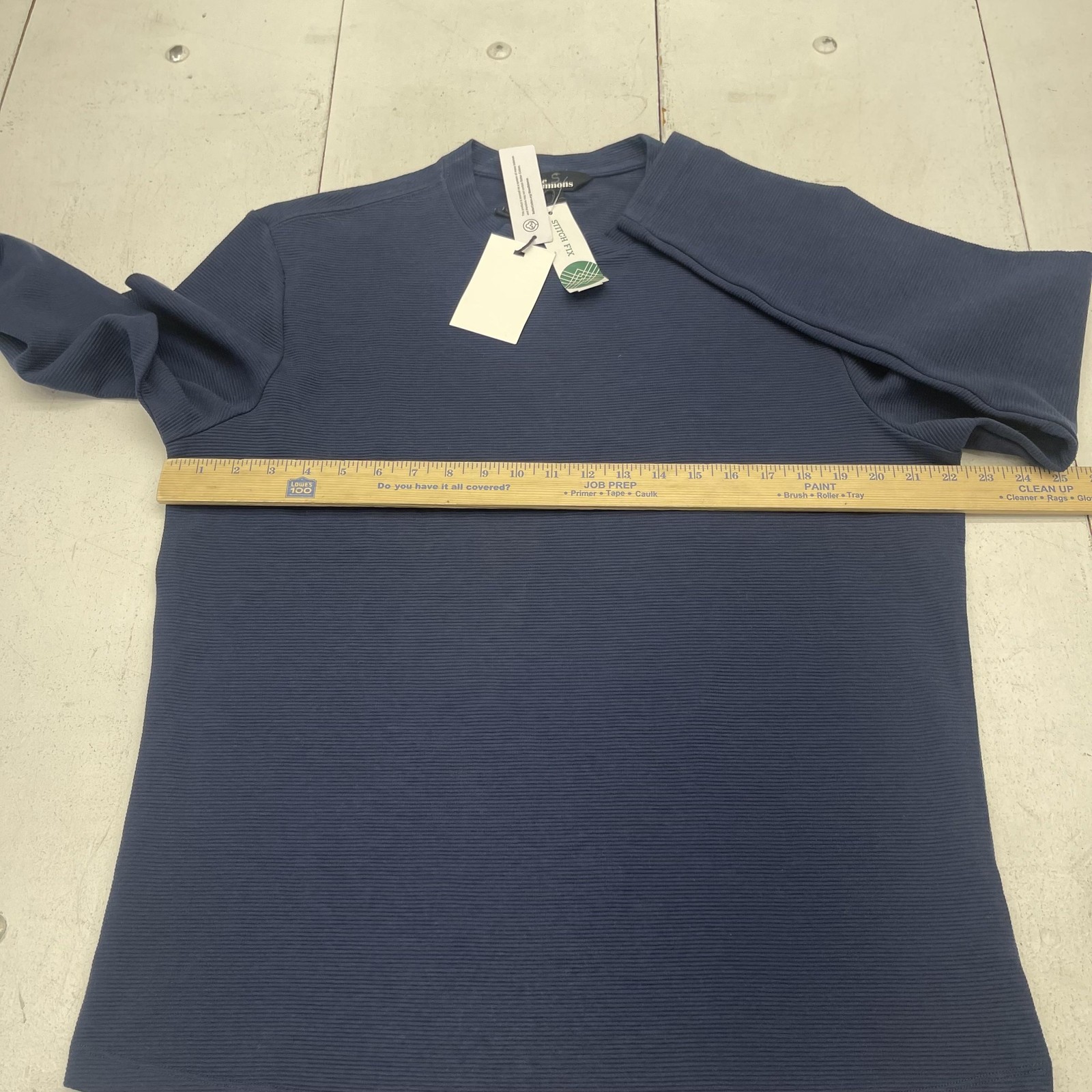 The Commons Shirt Mens Large Blue Long Sleeve Rib Knit Crewneck Stretch Tee gallery