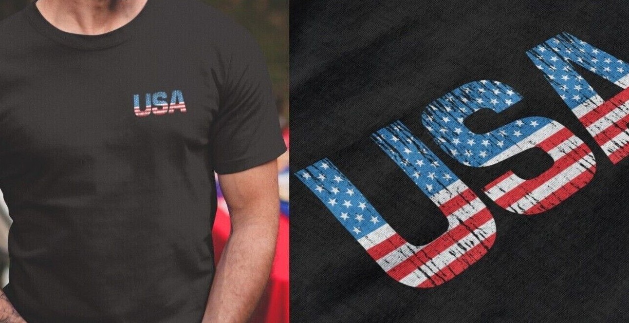 USA Distressed Flag Men T Shirt Patriotic American T-shirt USA Logo Tee gallery