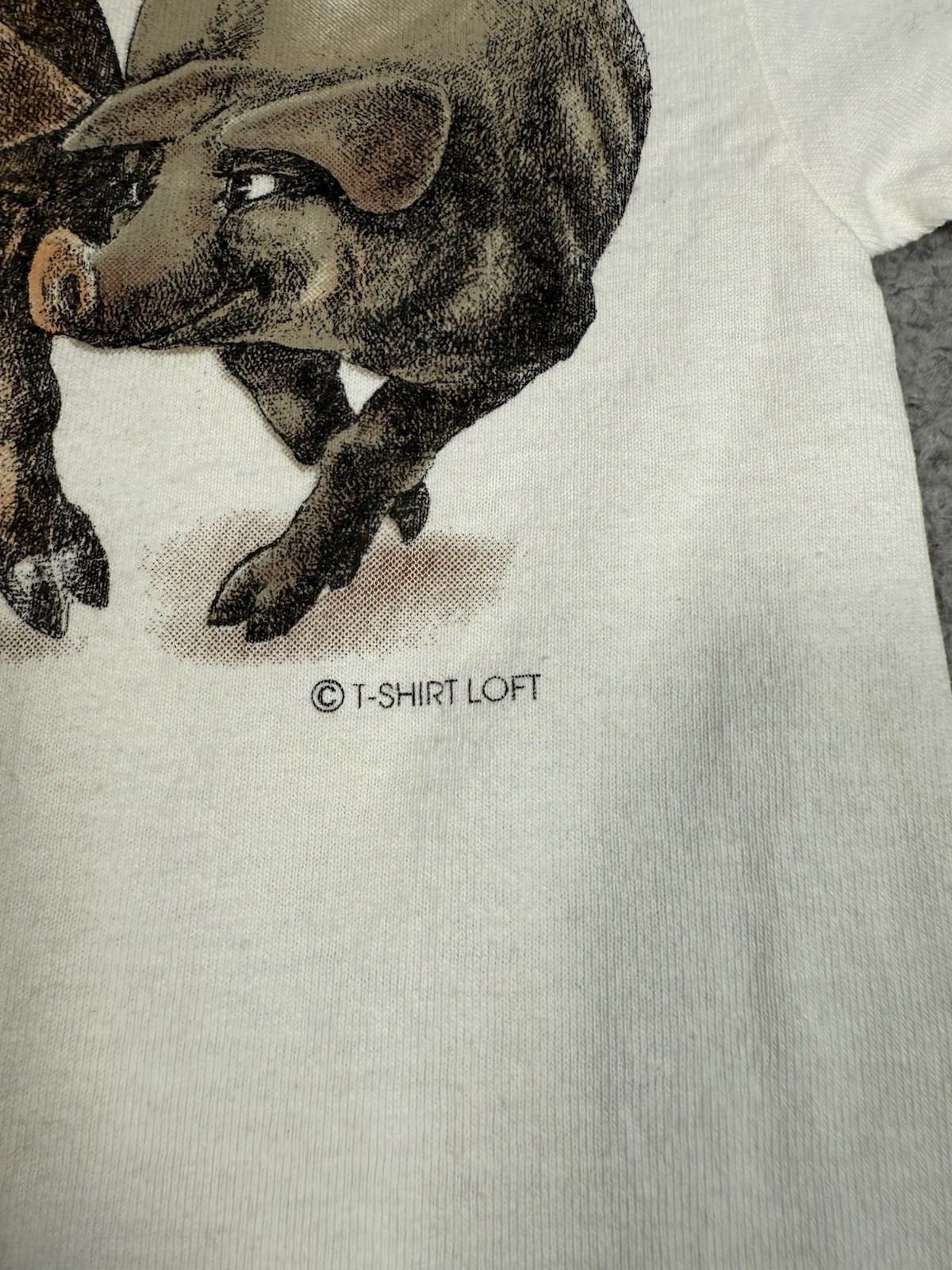 Vintage 90s Double Sided Pig Graphic T Shirt Adult Medium Single Stitch USA Made gallery
