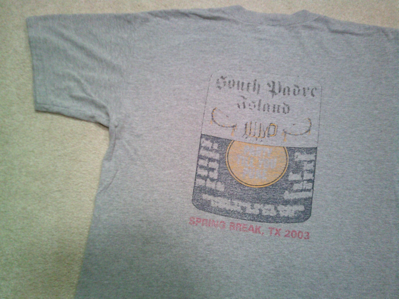Vintage Spring Break T Shirt Mens Large Gray 2003 Double Sided South Padre gallery