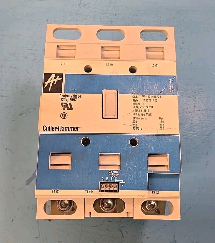 Cutler Hammer W+201K6CFZ1 Size6 400HP 540A 575V 120vCoil Contactor Starter