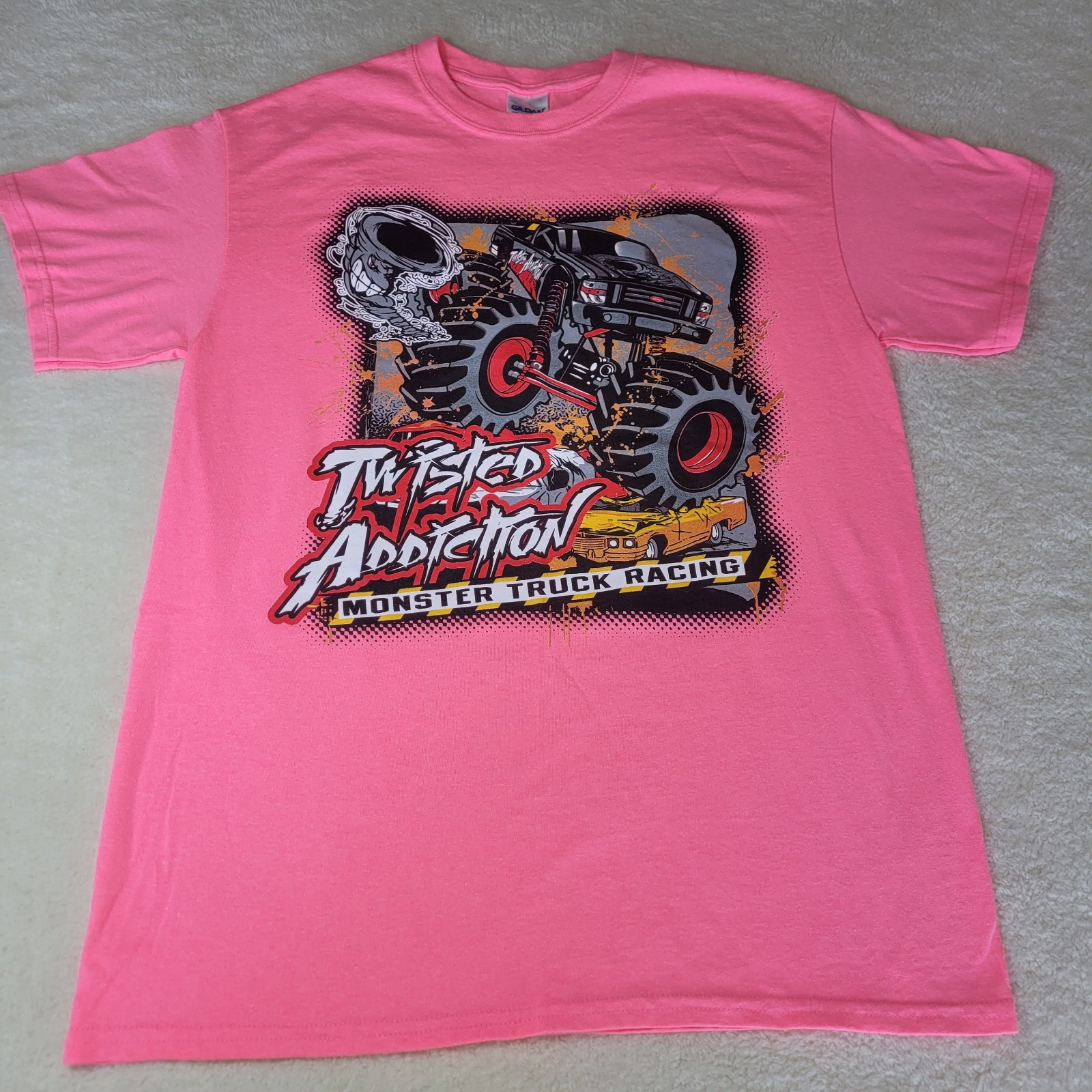 Twisted Addiction Monster Med. Truck Racing Ford Tougest Tour 572ci T-Shirt gallery