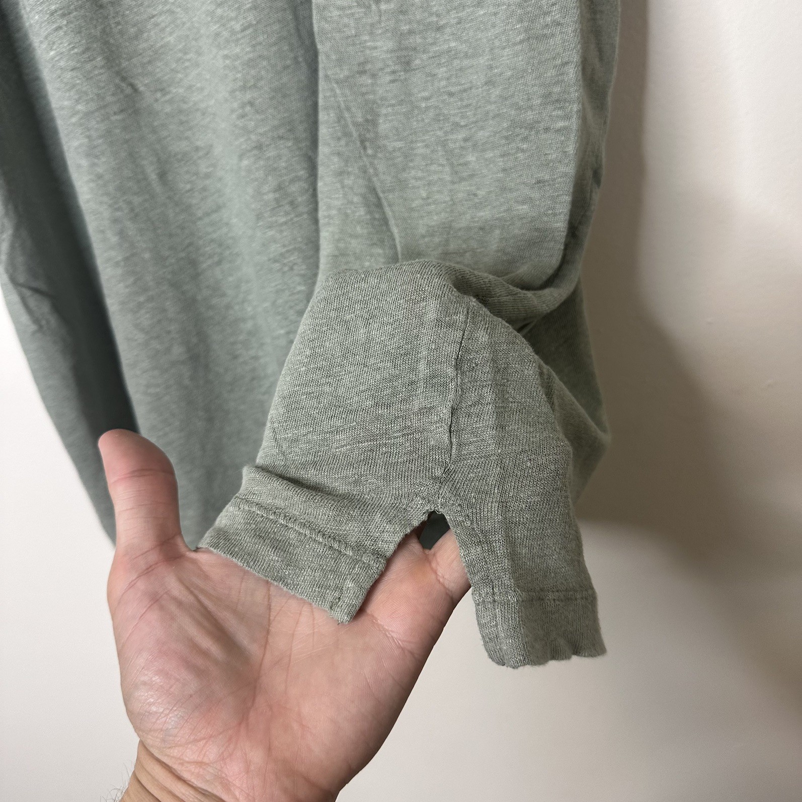 Alex Crane 100% Linen T Shirt Mens XL Essential Knit Sun Tee Moss Green Thin gallery