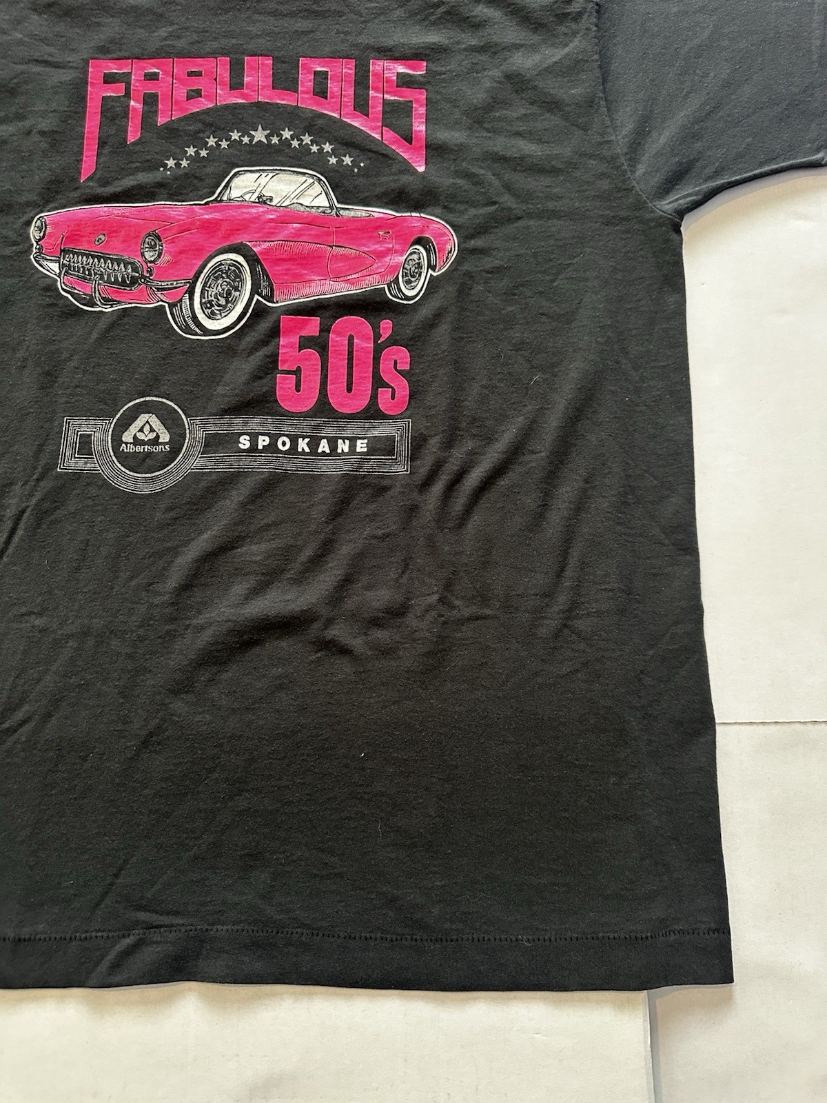 Vtg Fabulous 50’s Pink Corvette Spokane Albertsons Single Stitch Tee Sz XL USA. gallery