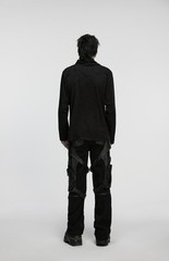 Punk Rave Men Black Gothic Cyberpunk Decadent T-Shirt Loose Tops