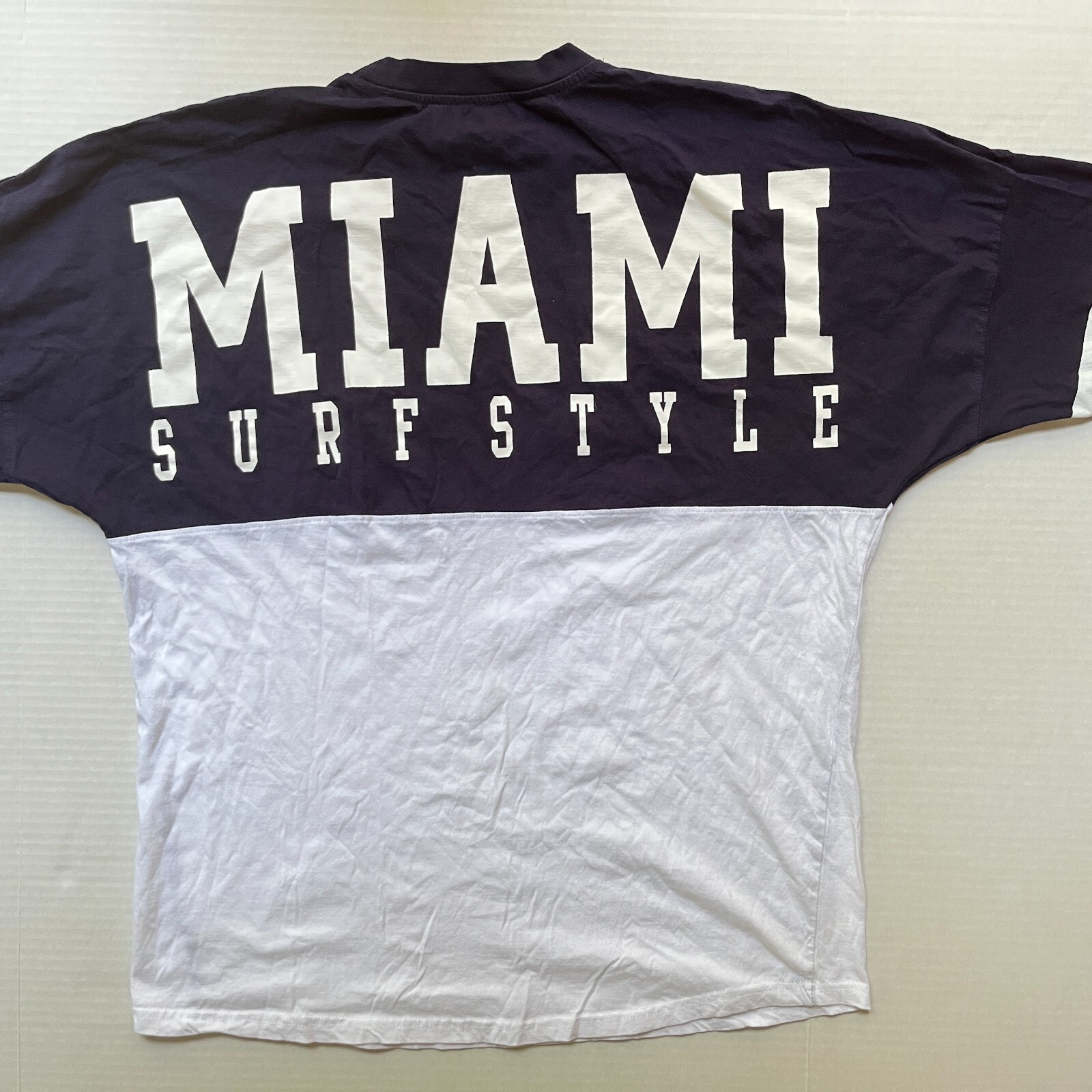 Surf Style MIAMI Shirt Florida Mens M Long Sleeve Navy White Back Spellout