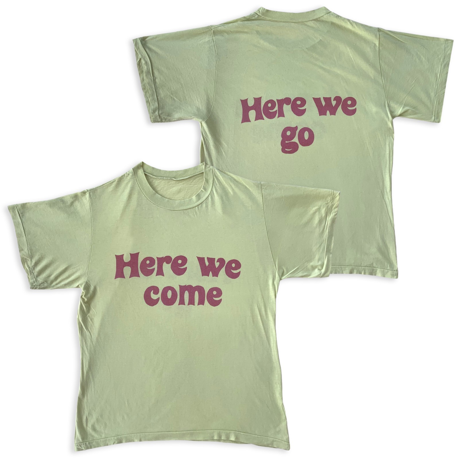 60s 70s T shirt Single stitch Here We Come Here We Go Hippie Rock Vintage Tee S