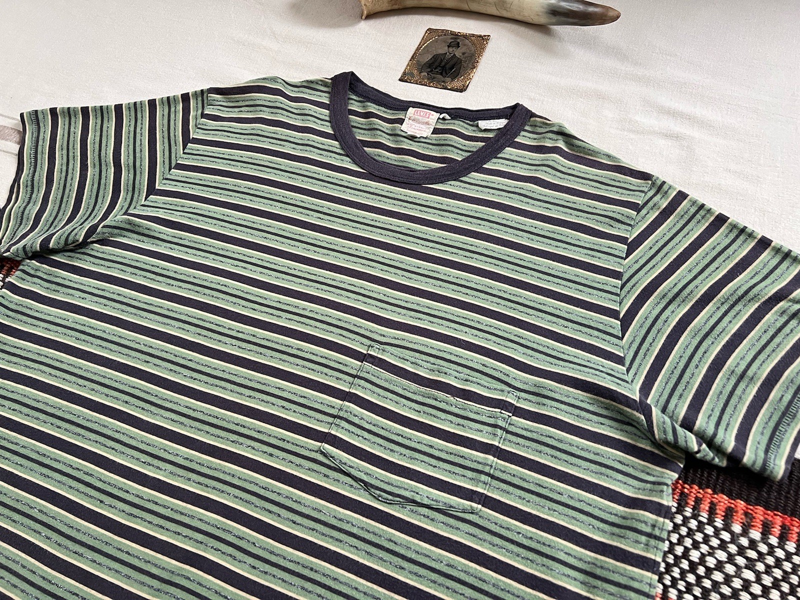LVC T-Shirt L 50s Casuals Single Stitch Stripe Levi's Vintage Clothing 2015 Rare gallery
