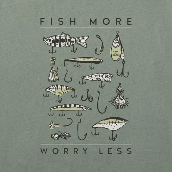 LIFE IS GOOD Fish Fishing Lures More Worry Less Mens SS TShirt NWT Sz Medium M