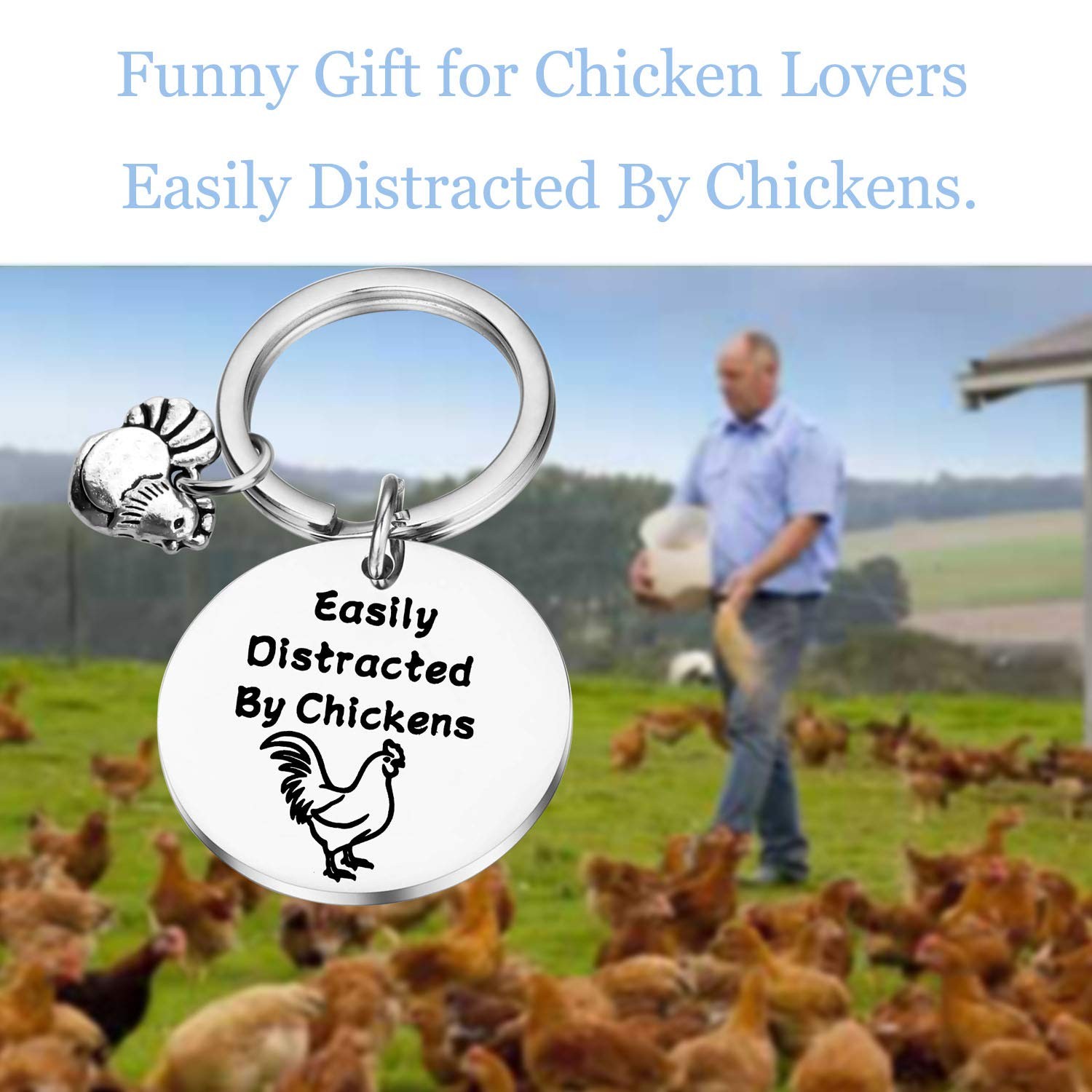 Lywjyb Birdgot Easily Distracted By Chickens Keychain (Easily Distracted By C... gallery