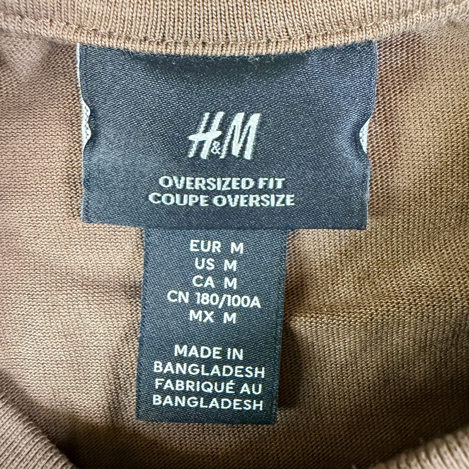 H&M T Shirt Mens Medium Brown Oversized Fit Everyday Wear Short Sleeve Cotton gallery