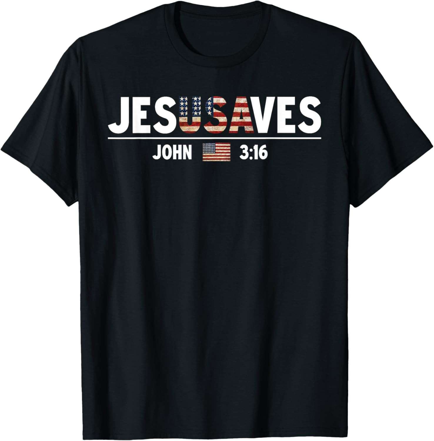 Jesus Saves JesUSAves USA American Flag Patriotic Christian T Shirt gallery