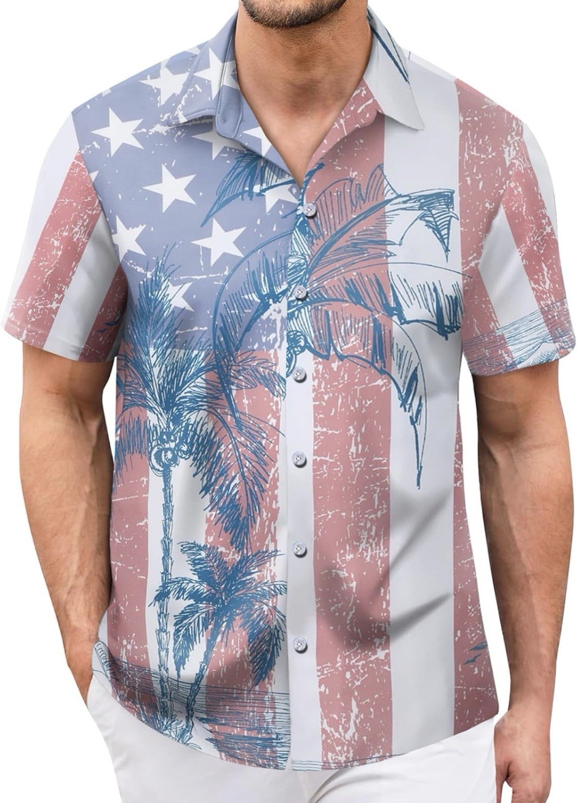 Mens American Shirt Short Sleeve Button Down