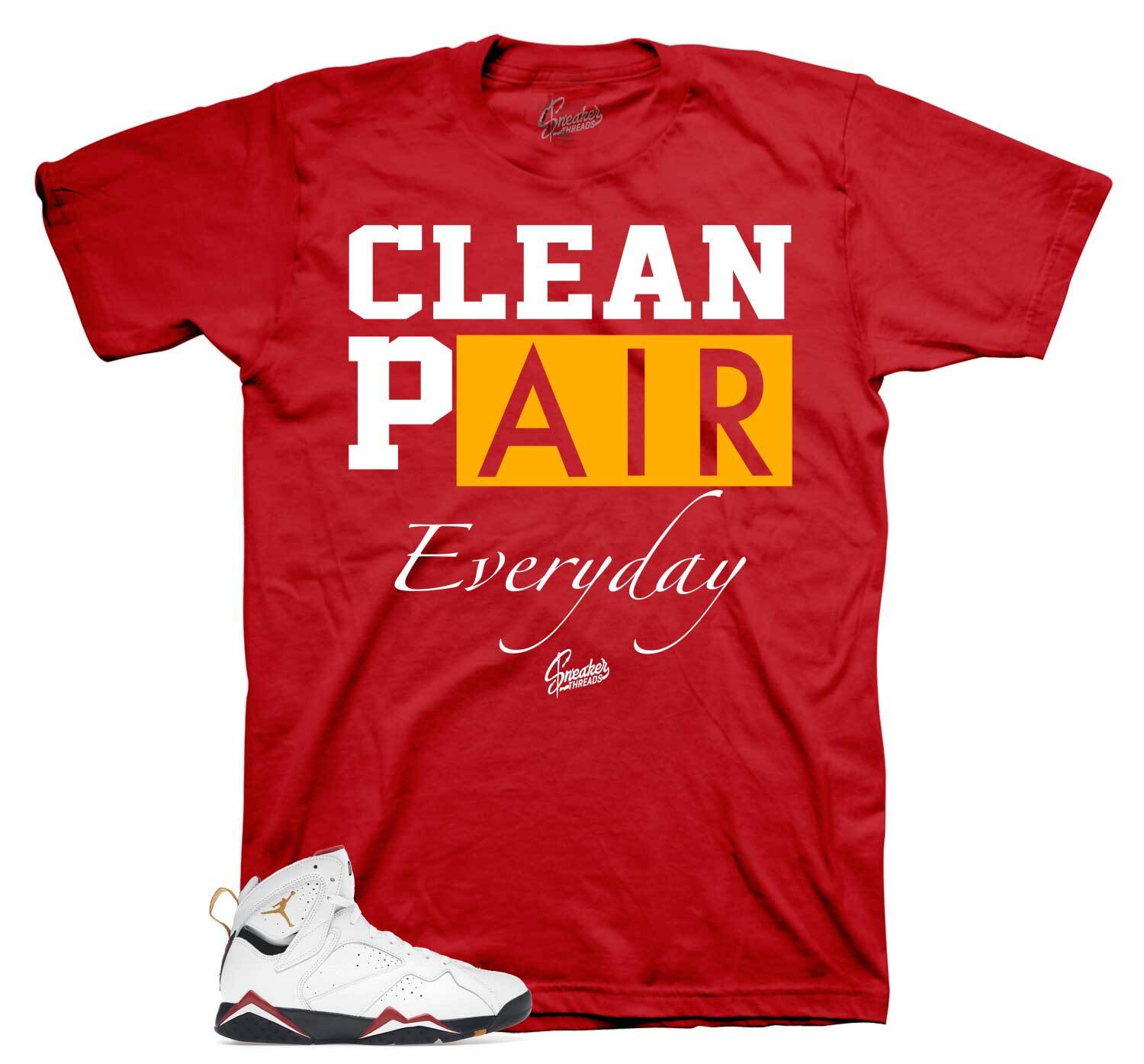 Shirt To Match Jordan 7 Cardinal Red Retro 7s Shoes  –  Clean Pair Sneaker Tee