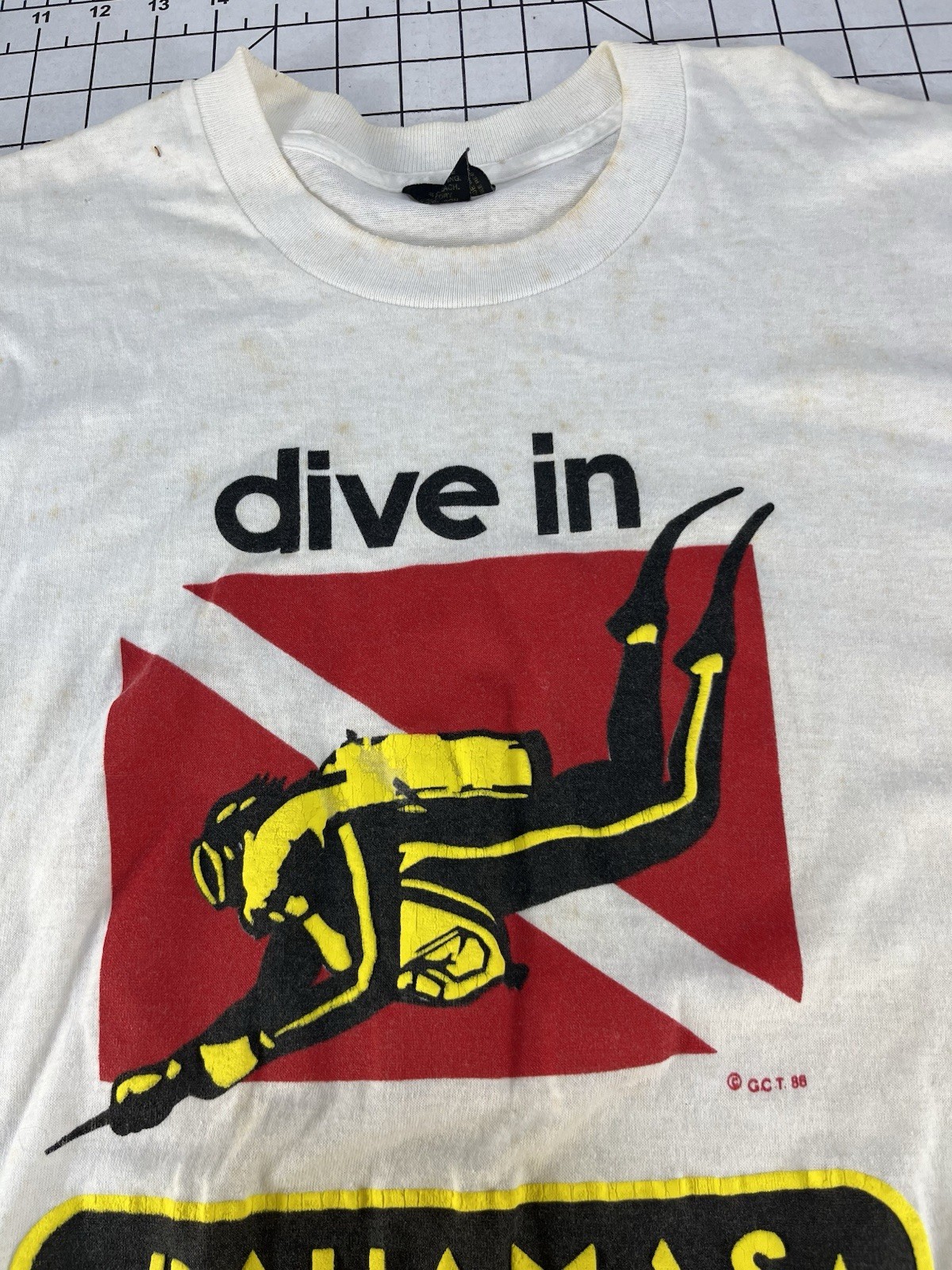 Vtg 1986 Dive In Bahamas T Shirt XL Center Star Scuba Diving Flag Single Stitch gallery