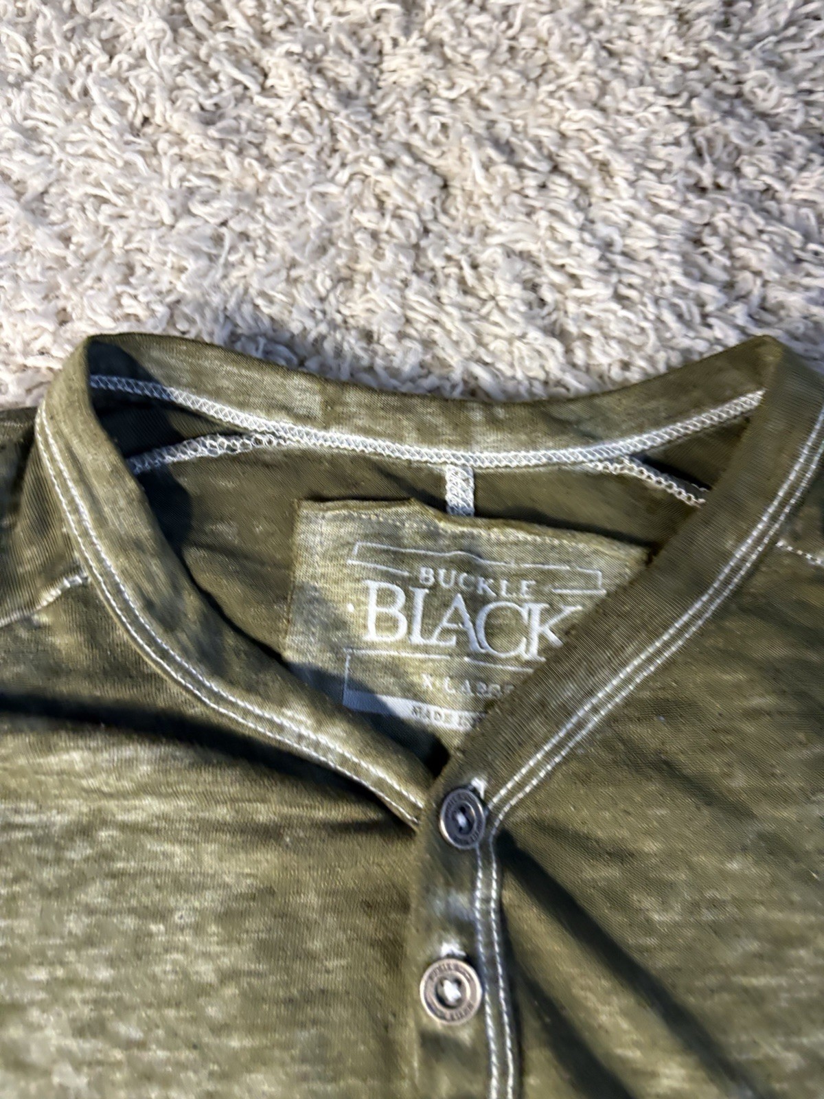 Buckle Black Shirt Adult Extra Large 1XL Green Short Sleeve Casual Mens A234**** gallery